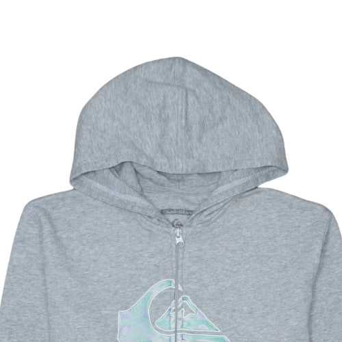 Quiksilver Womens Grey Full Zip Hoodie Size 16 with Logo Graphic