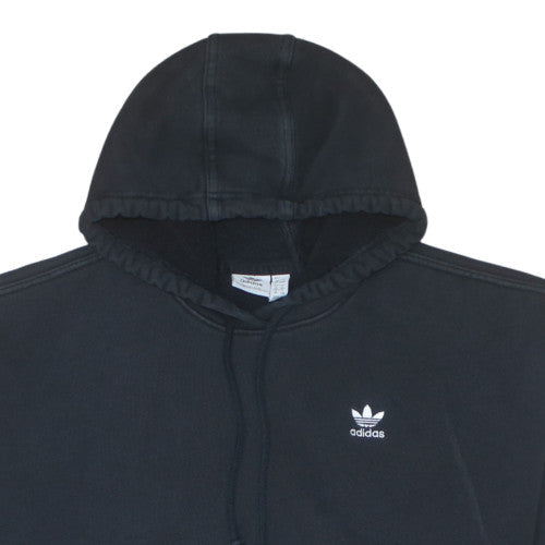 Adidas Womens Black Pullover Hoodie Size 8 Cotton Blend 3-Stripes