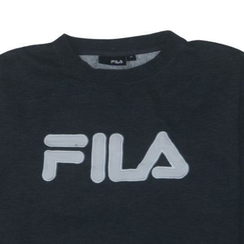 Fila Mens Black Sweatshirt M Crew Neck Pullover Logo Cotton Blend