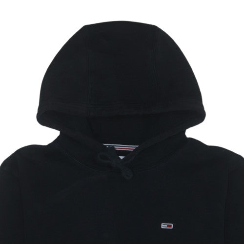 Tommy Jeans Men’s Black Pullover Hoodie Small Logo Fleece Sweatshirt