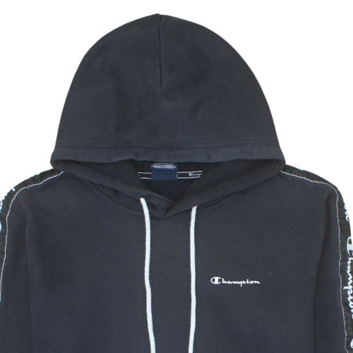 Champion Men’s Black Pullover Hoodie Medium Logo Sleeve Sportswear