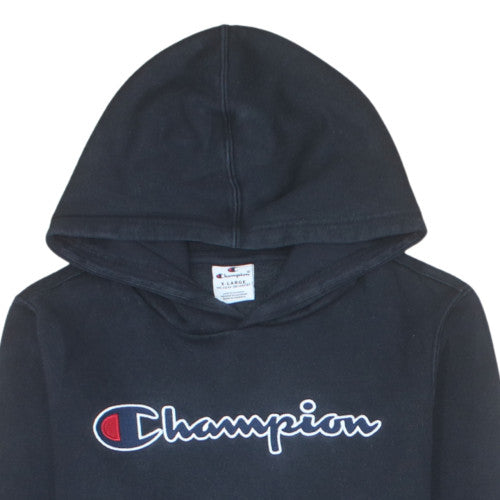Champion Boys Black Pullover Hoodie 13-14 Years Fleece Logo Sweatshirt
