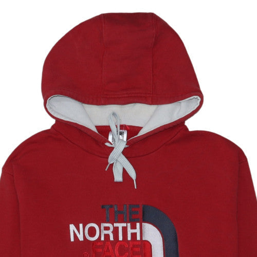 The North Face Men Red Pullover Hoodie L Logo Cotton Sweatshirt