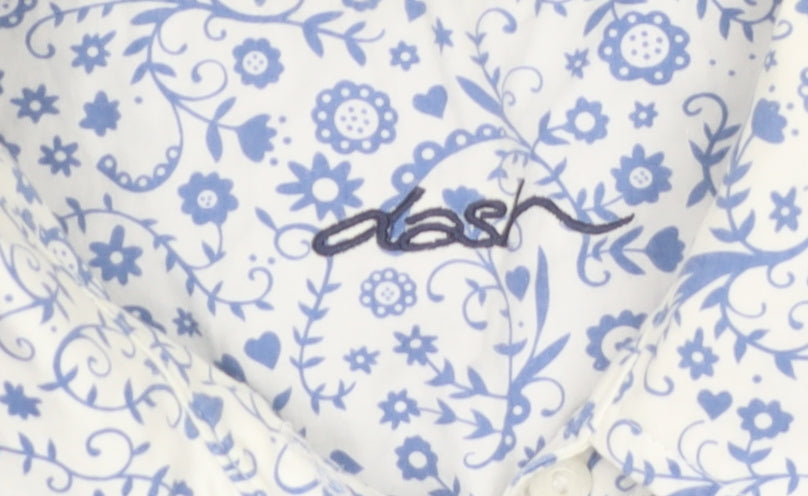 Dash Women Blue V-Neck 3/4 Sleeve Cotton Blend Blouse Size 16