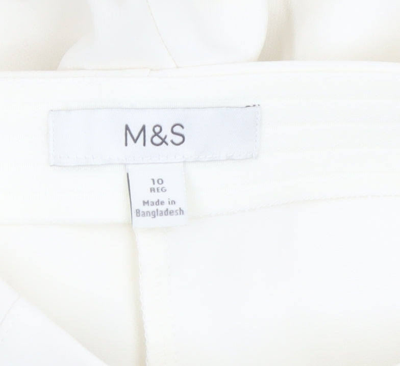 Marks and Spencer Women Ivory Regular Fit Tapered Trousers Size 10