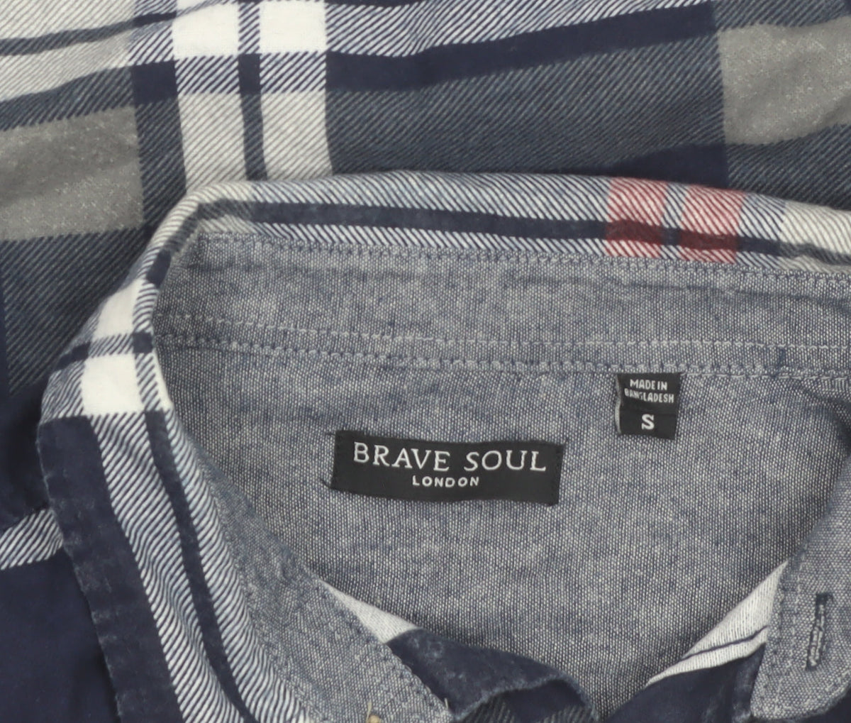 Brave Soul Men's Blue Plaid Cotton Flannel Long Sleeve Button-Up Shirt Small