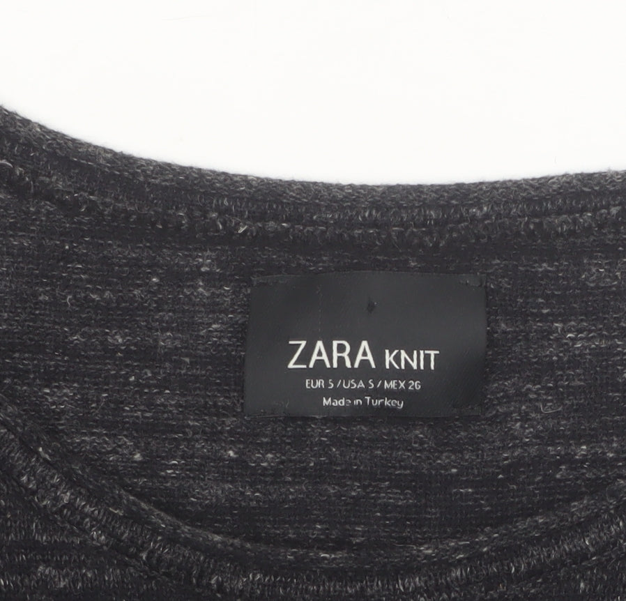Zara Women Black Knit Slim Fit Long Sleeve Pullover Jumper S