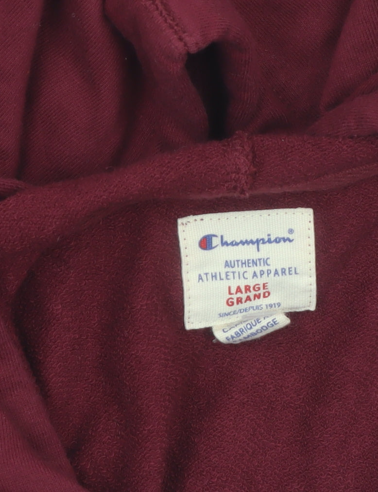 Champion Men's Red Pullover Hoodie Large Logo Athletic Sweatshirt