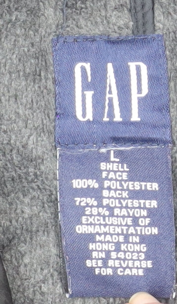 Gap Men’s Black L Hooded Parka Coat Lined Full Zip Winter Jacket