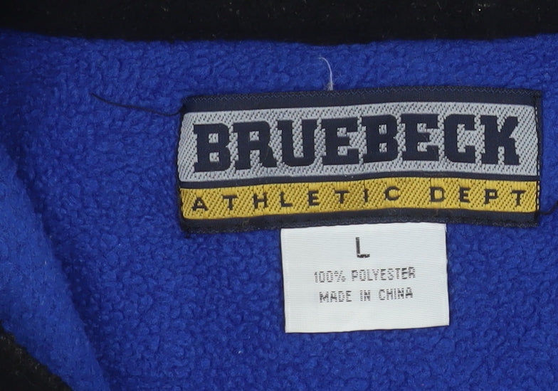Bruebeck Men’s Blue Fleece 1/4 Zip USA Logo Sweatshirt Size L