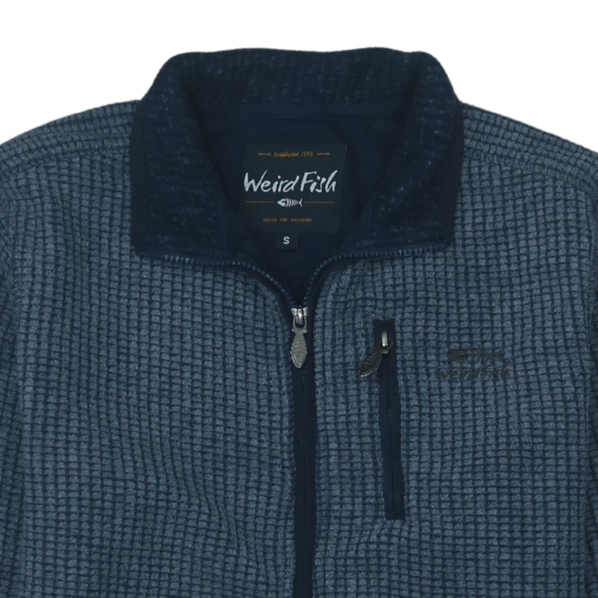 Weird Fish Men's Blue Full Zip Fleece Jacket Size S Outdoor Casual