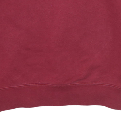 Nike Womens Red Pullover Hoodie Small Cotton Blend Logo Sweatshirt