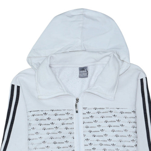 Adidas Mens White Full Zip Hoodie Size L Sports Fleece Jacket