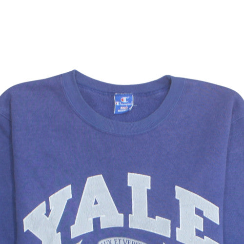 Champion Men's Blue Yale Graphic Crew Neck Sweatshirt Size L