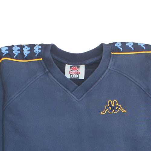 Kappa Boys Navy Blue 164cm Logo Tape V-Neck Sweatshirt