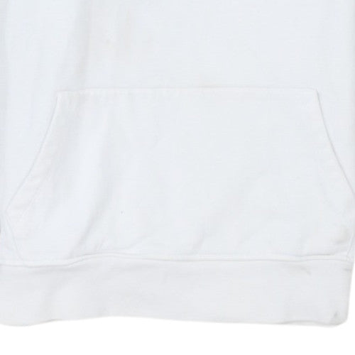 Tommy Hilfiger Mens White L Pullover Hoodie Embroidered Logo Cotton Blend