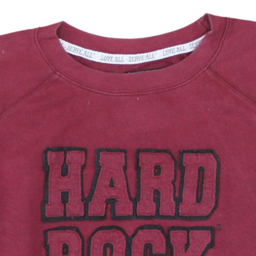 Hard Rock Cafe Women Burgundy Sweatshirt Medium Cotton Blend Crew Neck