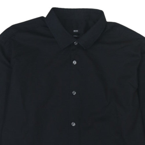 Hugo Boss Men’s Black Slim Fit Long Sleeve Button-Up Shirt 17.5 44in