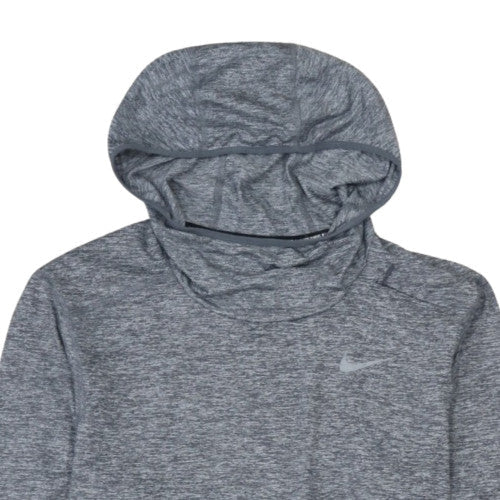 Nike Men's Grey Dri-FIT Long Sleeve Hooded Pullover Training Top S