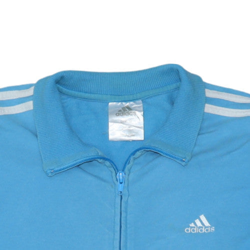 Adidas Women's Blue Full Zip Sweatshirt Size 12 Cotton Blend