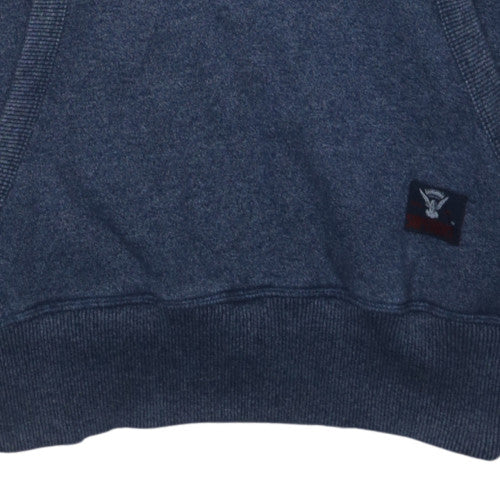 Superdry Men's Blue Pullover Hoodie M Graphic Logo Fleece Sweatshirt
