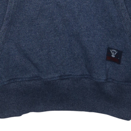 Superdry Men's Blue Pullover Hoodie M Graphic Logo Fleece Sweatshirt