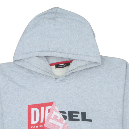 Diesel Men's Grey Pullover Hoodie Logo Print Size M