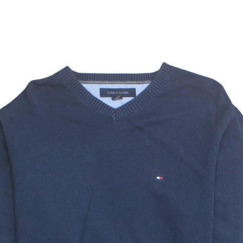 Tommy Hilfiger Men’s Blue Cotton V-Neck Pullover Jumper M