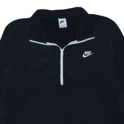 Nike Men Black 1/2 Zip Fleece Sweatshirt L Regular Sportswear