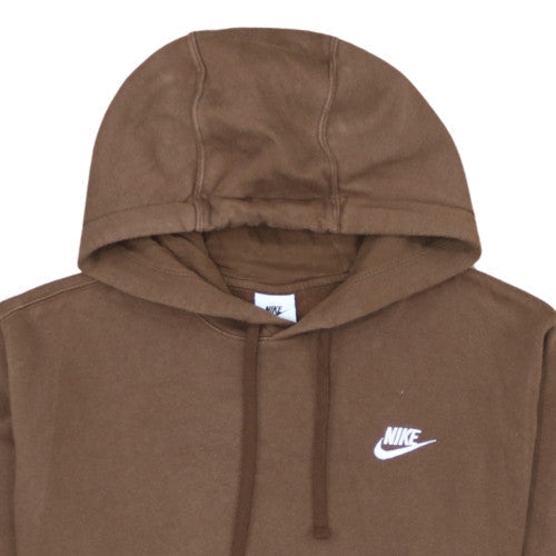 Nike Men's Brown Pullover Hoodie M Fleece Logo Sweatshirt