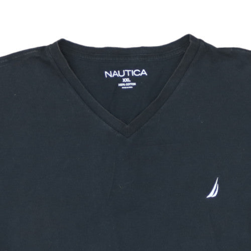 Nautica Men's Black 2XL V-Neck Cotton T-Shirt