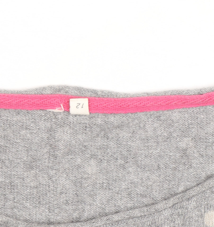 White Stuff Women's Grey Polka Dot Wool Blend Long Sleeve Top Size 12