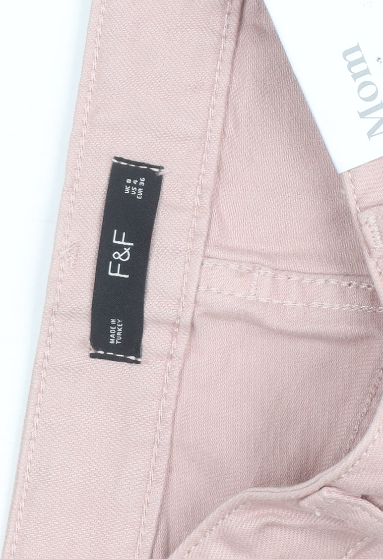 F&F Women’s Pink High Rise Mom Jeans Size 8 Regular Fit