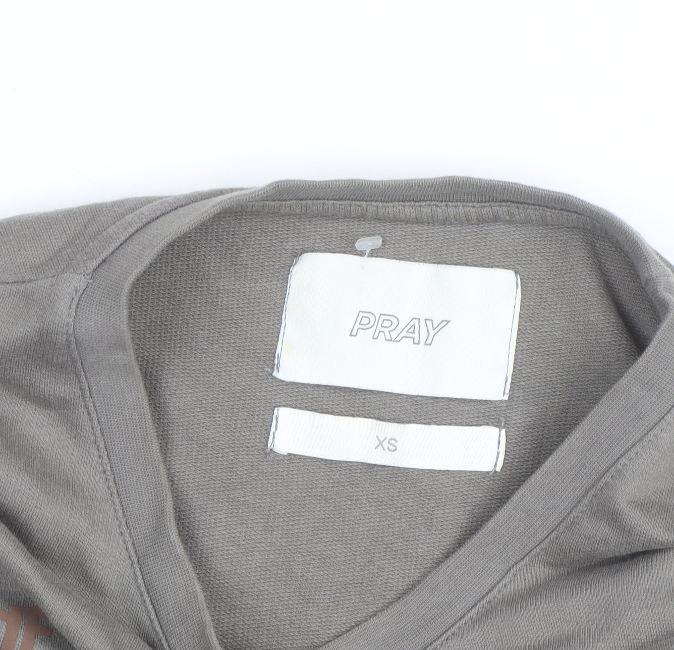 Pray Men’s Grey XS Long Sleeve Gothic Graphic Cotton Top