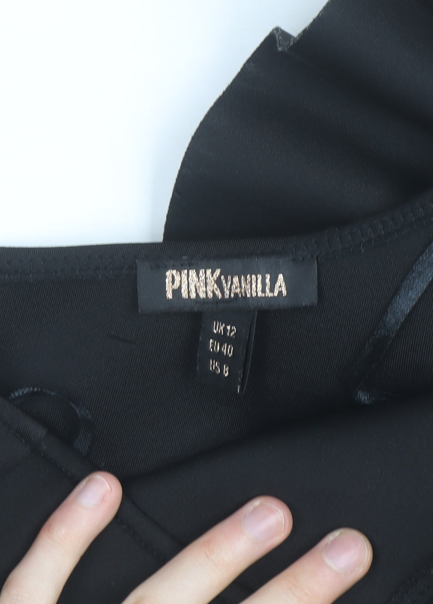 Pink Vanilla Women's Black One-Shoulder Ruffle Swimsuit UK 12