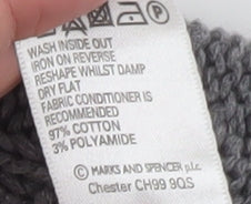 Marks & Spencer Women Grey Size 12 Cable-Knit V-Neck Jumper