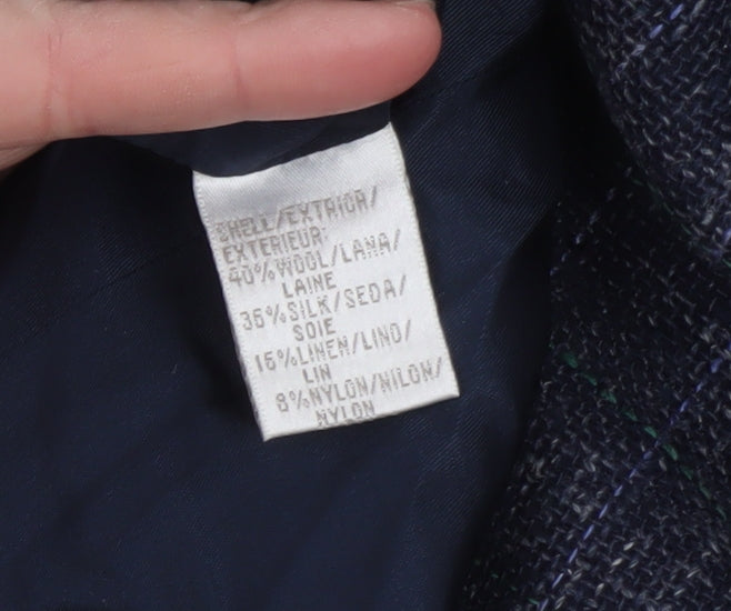 Jones New York Women's Navy Wool Blend Blazer Jacket Size 12 Classic Lined