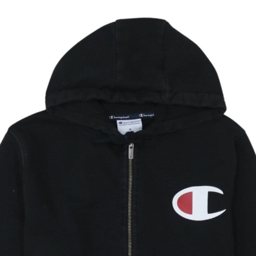 Champion Men's Black Full Zip Hoodie Size M Logo Fleece Sweatshirt