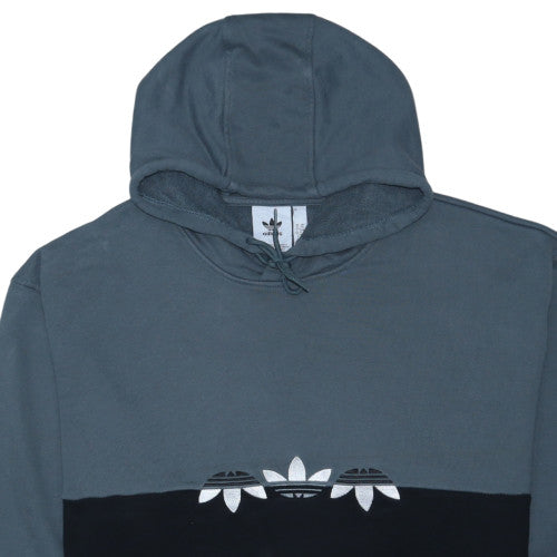 Adidas Mens Grey Black XL Pullover Hoodie Embroidered Logo Sportswear