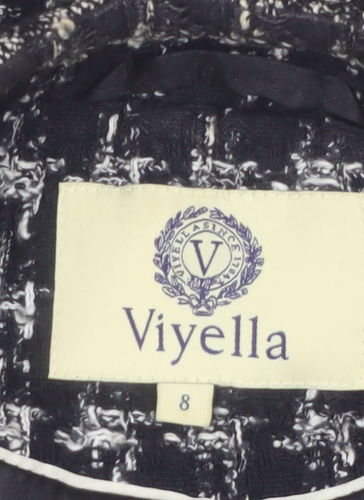 Viyella Women's Black Tweed Blazer Size 8 Classic Lined Jacket