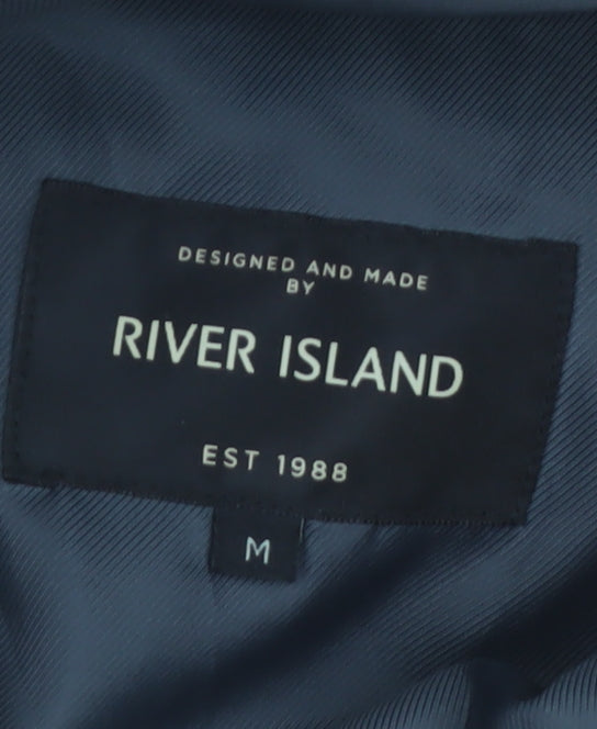 River Island Men's Brown Wool Blend Overcoat M Regular Fit