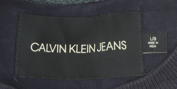 Calvin Klein Jeans Men's Blue Logo Pullover Sweatshirt Size L