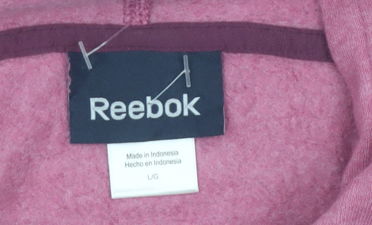 Reebok Women’s Pink Hoodie L Cotton Blend Pullover Sweatshirt