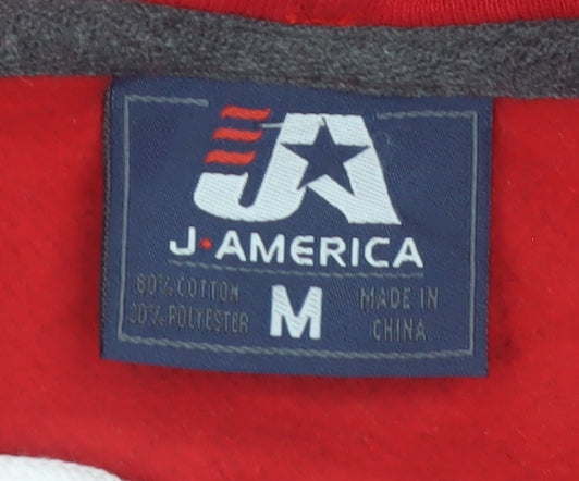 J-America Men's Red Glenbard Hockey Pullover Hoodie Size M