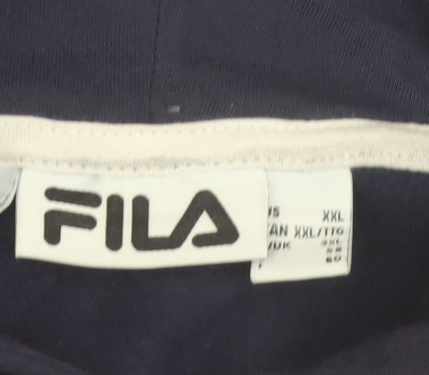 Fila Men's Blue Red Pullover Hoodie 2XL Logo Sports Sweatshirt