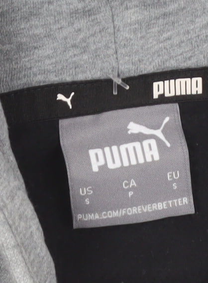Puma Womens Black & Grey Pullover Hoodie Small Cotton Blend Casual