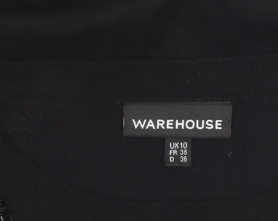 Warehouse Womens Black Beaded Shoulder Pullover Jumper UK 10