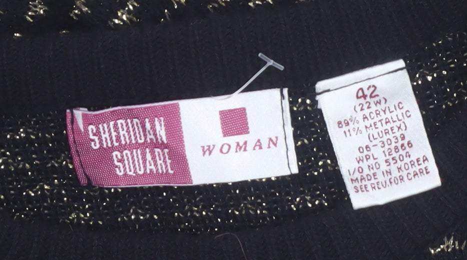 Sheridan Square Women Black Metallic Knit Jumper Size 14 Plus