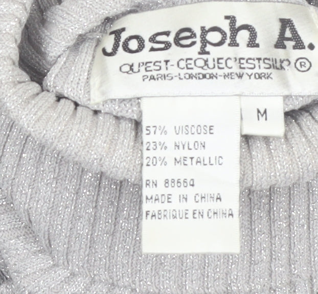 Joseph A. Women's Grey Ribbed Roll Neck Jumper Size M
