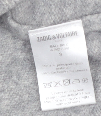 Zadig & Voltaire Women Grey Cashmere Amour Jumper Size S